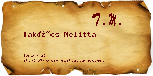 Takács Melitta névjegykártya